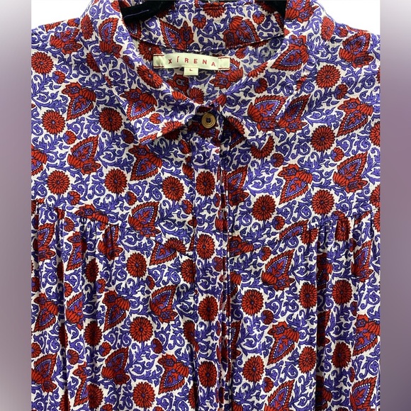 Xirena Boutique Purple Red Floral Bohemian Print Grady Romper Size Large - Picture 5 of 7